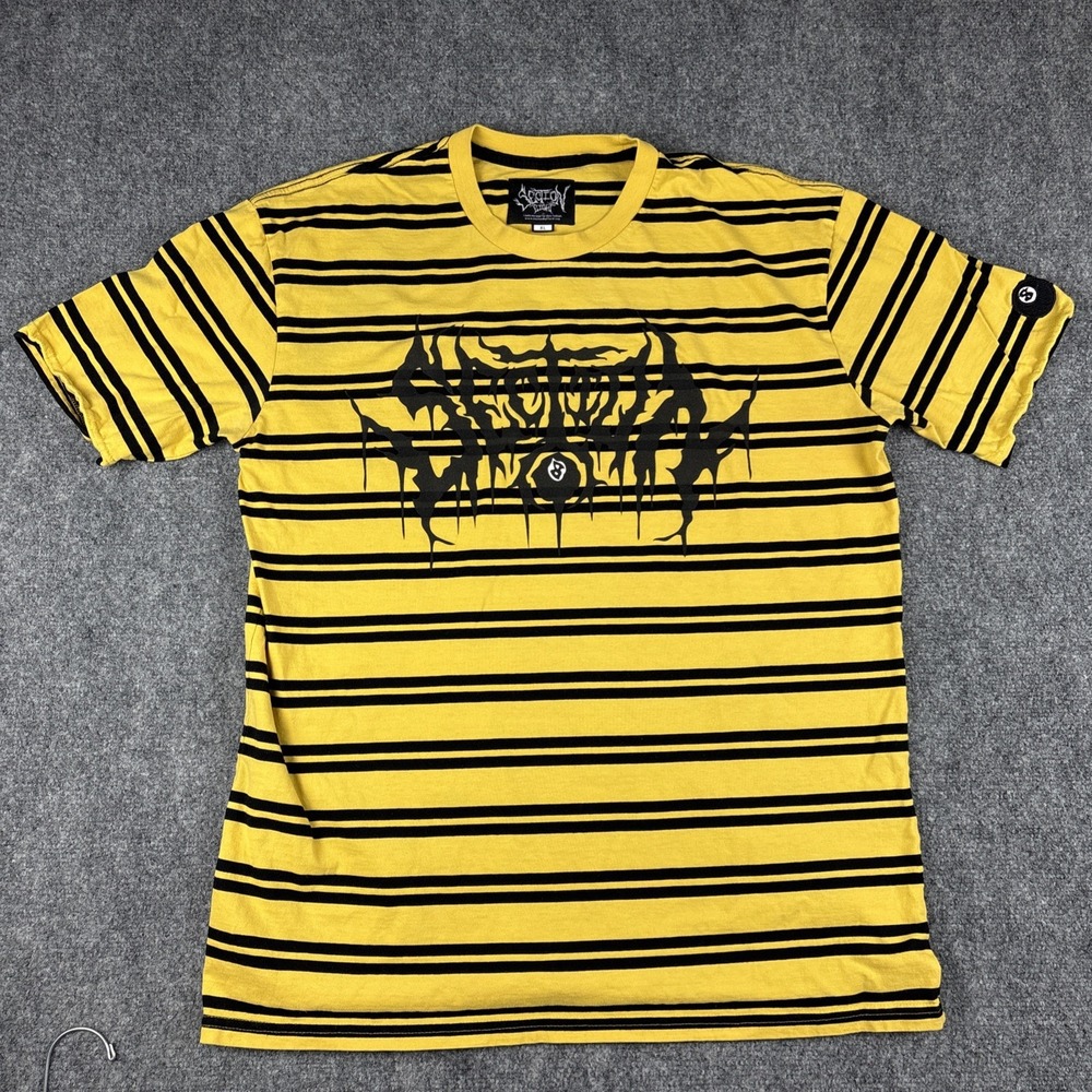 Section 8 Kill Bill Striped T-Shirt XL Yellow Black Metal Font Streetwear Rare